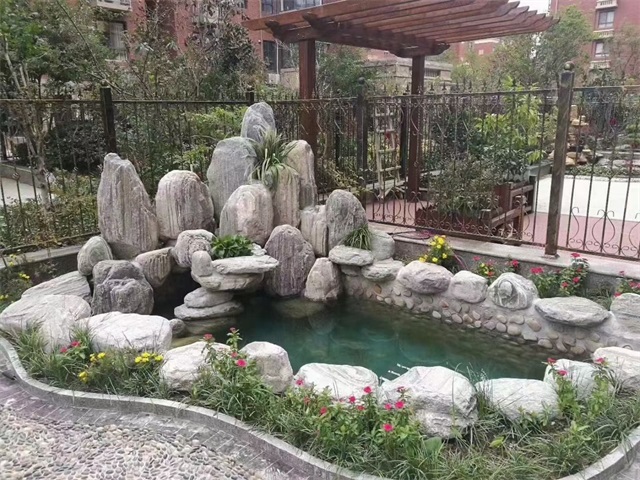 孟村庭院假山鱼池制作视频